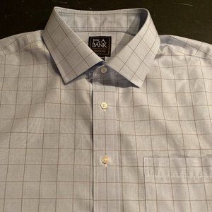 NWT Jos A Bank Traveler Mens long Sleeve Button Down Shirt Blue Checks